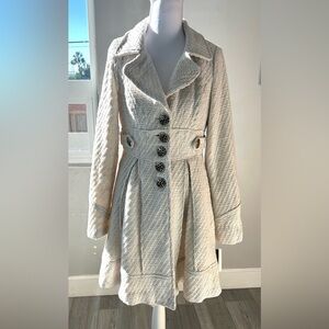 XOXO Cream Textured Trench Coat
